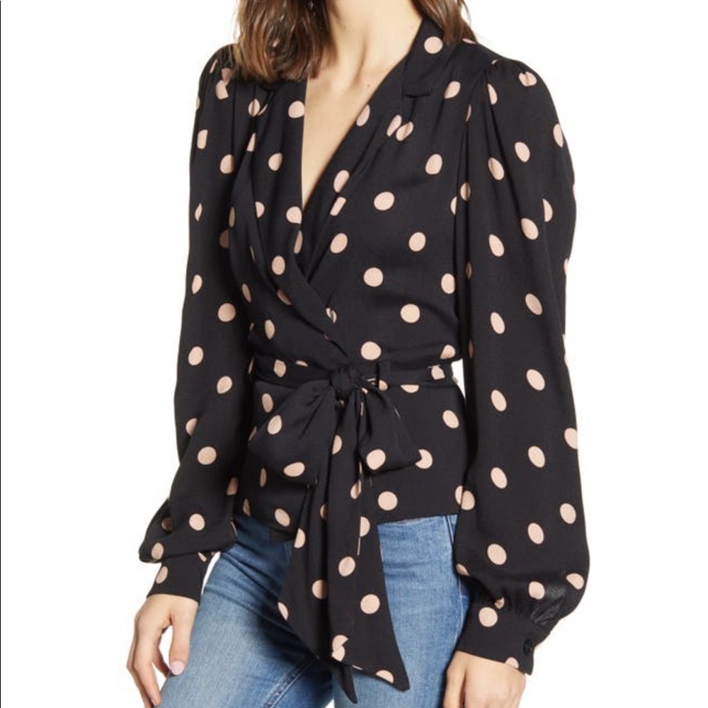 Reformation Claudette Polka Dot Wrap Top